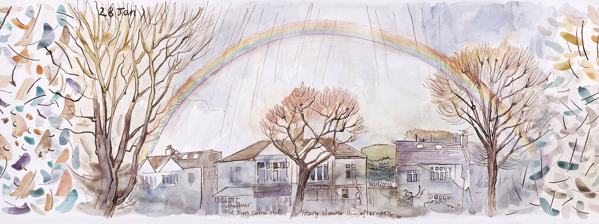 Victor Lunn-Rockliffe, Scroll No 2 (extract), Rainbow, pen & ink and watercolour, 2017