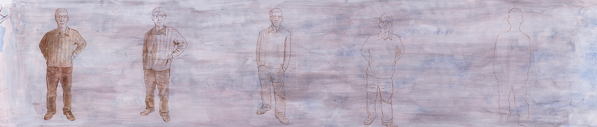Disappearing (extract from Scroll No 6), Pen and ink, pencil and watercolour, 230 x 35 cms, 2017 Disappearing (extract from Scroll No 6), Pen and ink, pencil and watercolour, 230 x 35 cms, 2017
