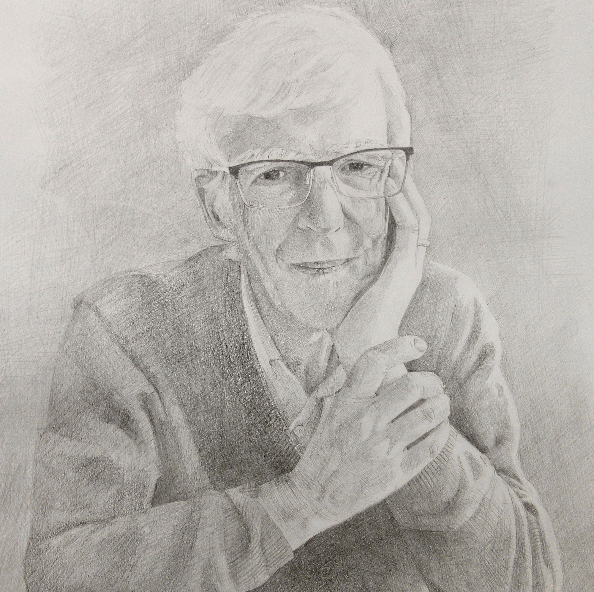Victor Lunn-Rockliffe, Face and Hands, pencil, 420 x 420 cms, 2020