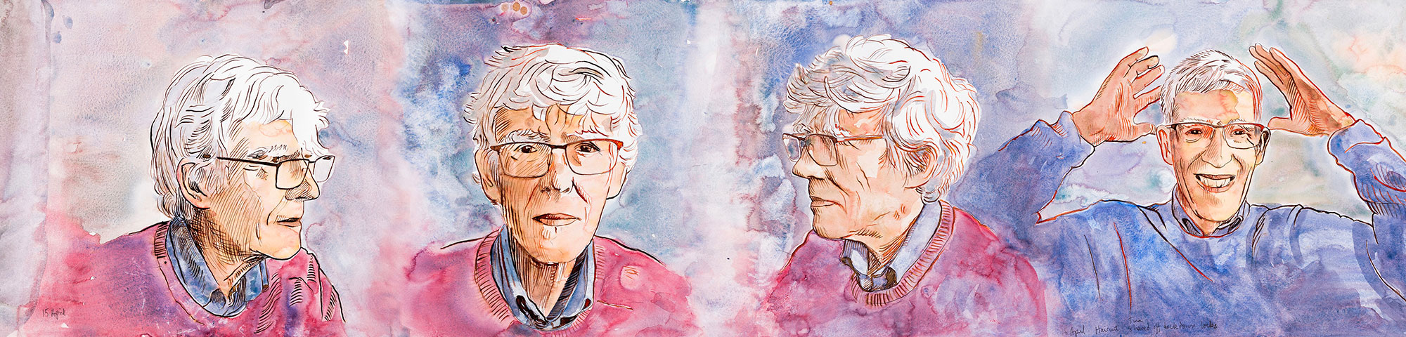 Before and After Haircut, pencil pen and watercolour, 150 x 30 cms, 2021 Before and After Haircut, pencil pen and watercolour, 150 x 30 cms, 2021