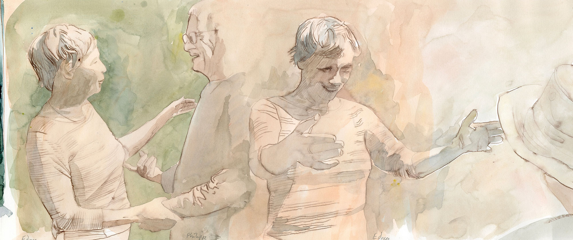 Greetings (extract from Scroll No 90), pencil pen and watercolour Greetings (extract from Scroll No 90), pencil pen and watercolour