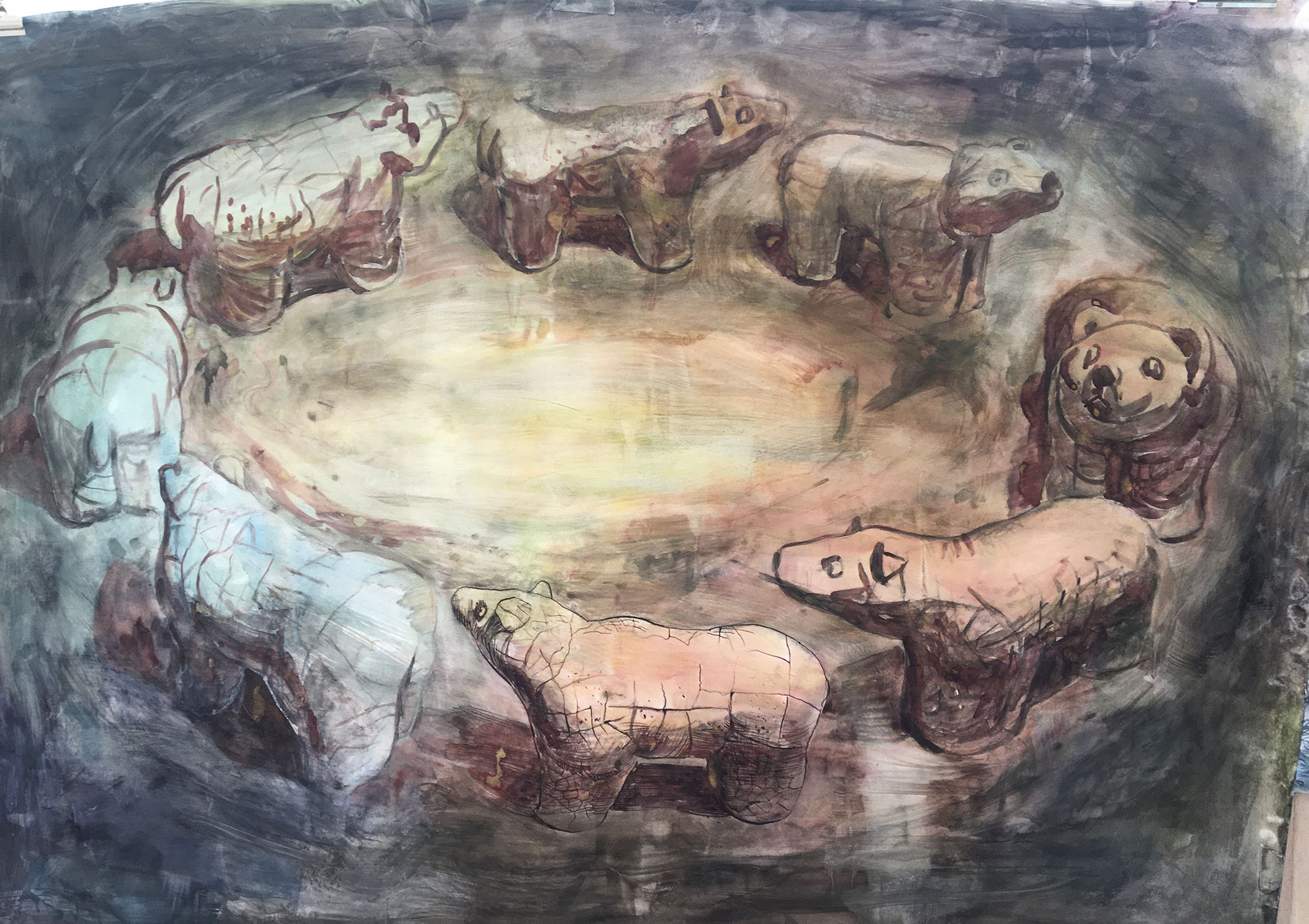 Going down with Covid - A1 - mixed media Going down with Covid - A1 - mixed media